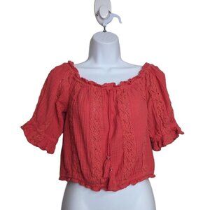 American Eagle Women's Coral Orange Boho crop top size M